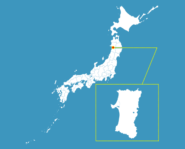 秋田県の形と場所